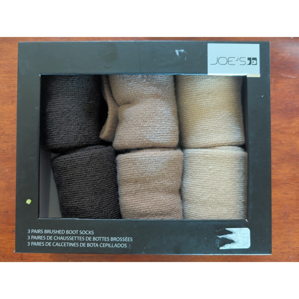 Joes Jeans 3 Pairs Mens Brushed Boot Socks Brown One Size New